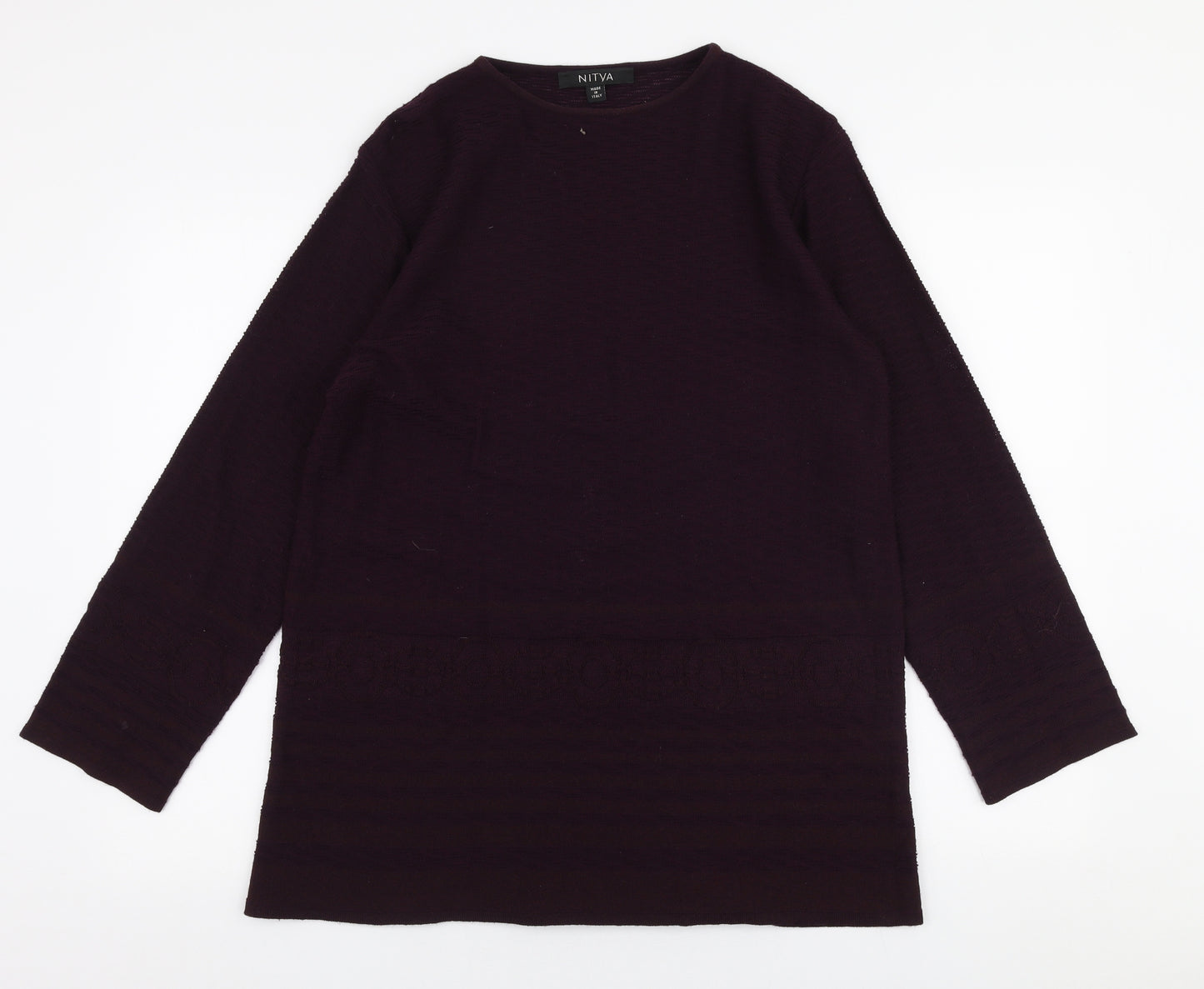 Nitya Womens Purple Round Neck  Wool Pullover Jumper Size M