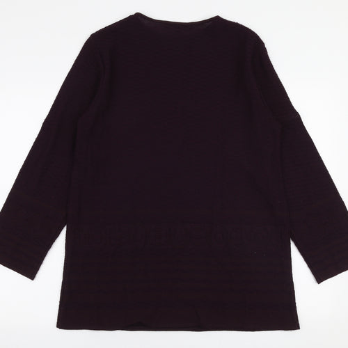 Nitya Womens Purple Round Neck  Wool Pullover Jumper Size M