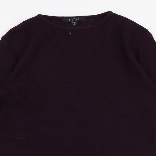 Nitya Womens Purple Round Neck  Wool Pullover Jumper Size M