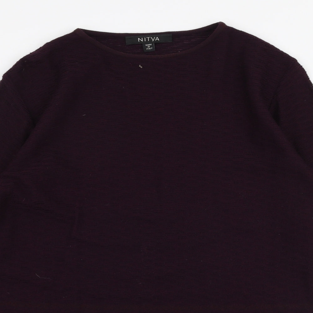 Nitya Womens Purple Round Neck  Wool Pullover Jumper Size M