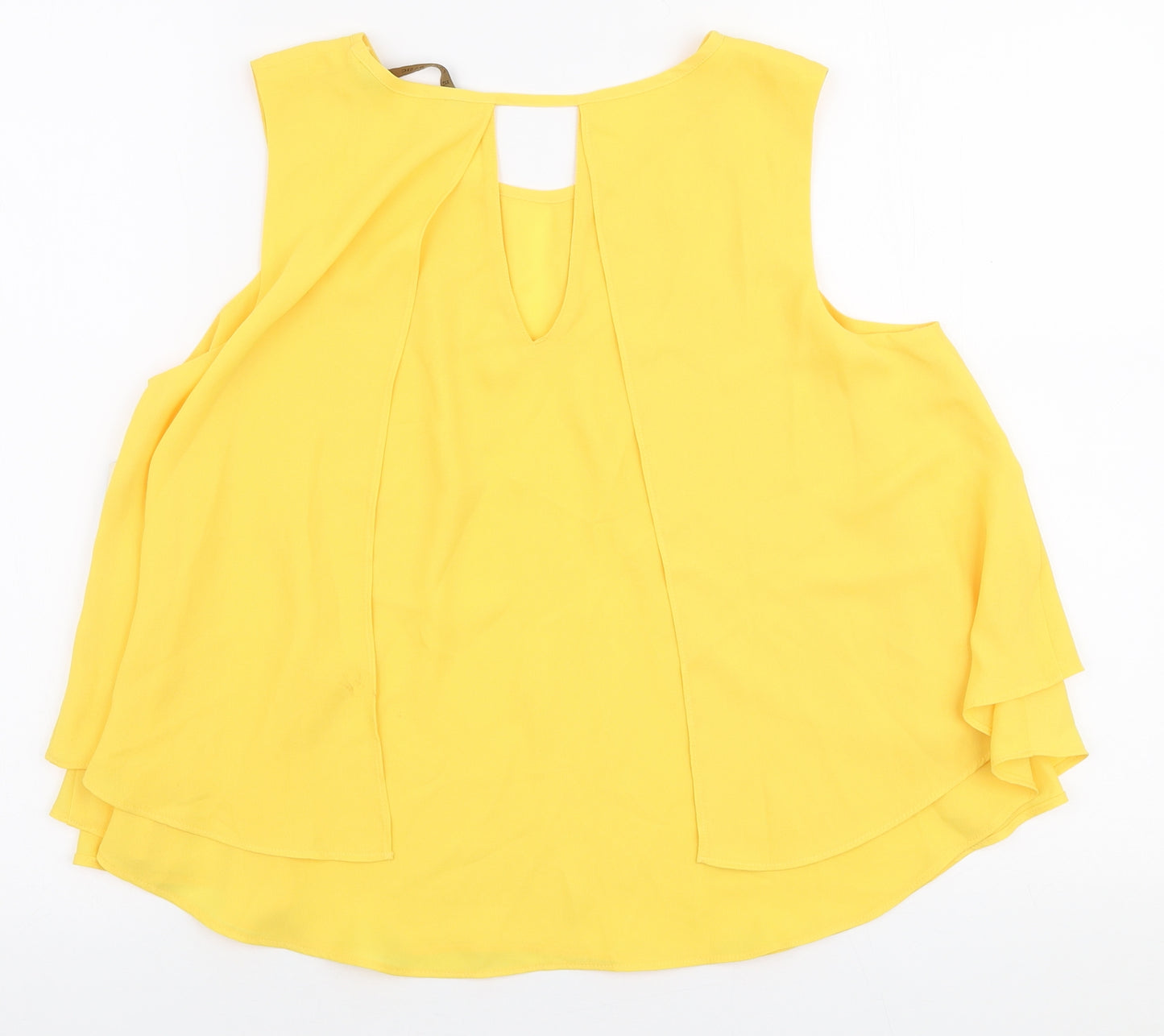 Zara Womens Yellow  Polyester Basic Blouse Size M Round Neck