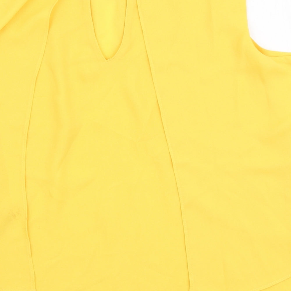 Zara Womens Yellow  Polyester Basic Blouse Size M Round Neck