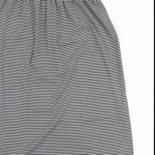 Janina Womens Black Striped Polyester Skater Dress  Size L  Off the Shoulder Pullover - Strapless