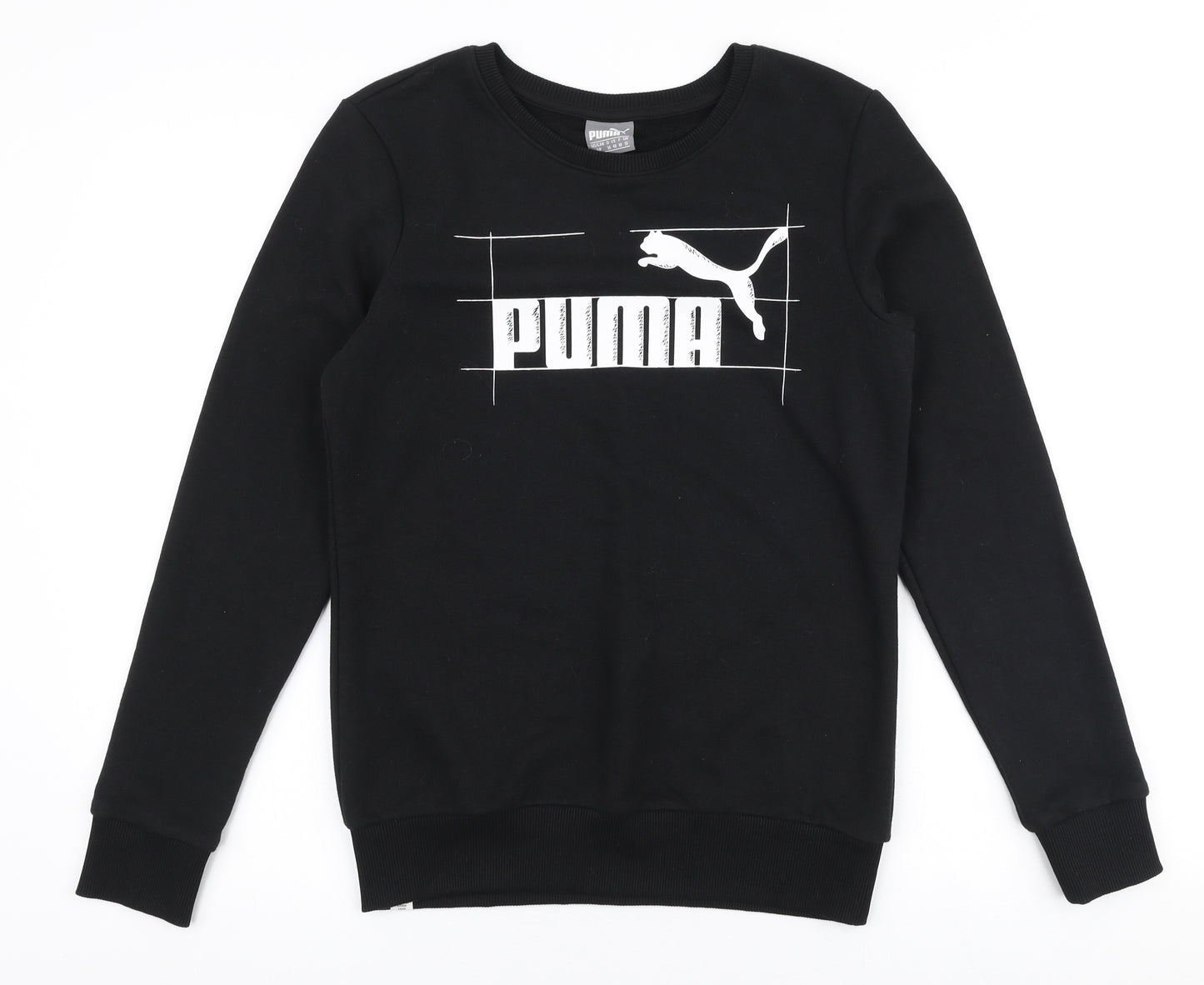 PUMA Womens Black  Cotton Pullover Sweatshirt Size 10  Pullover