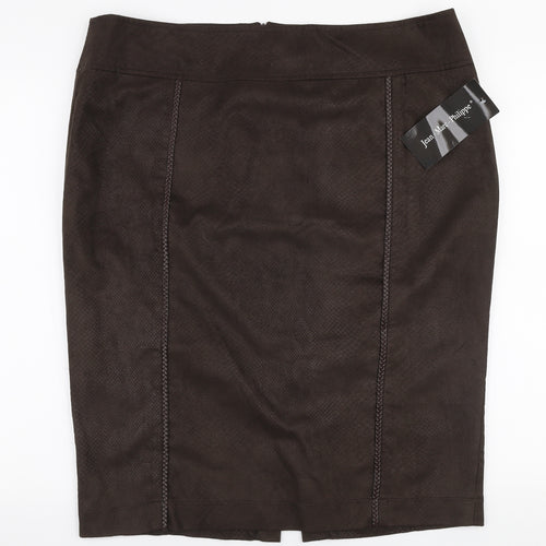 Jean MARC Philippe Womens Brown  Polyester A-Line Skirt Size 39 in   Zip - Suede