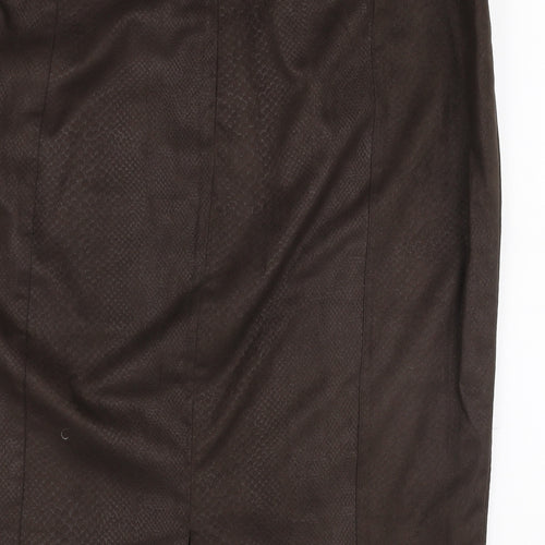 Jean MARC Philippe Womens Brown  Polyester A-Line Skirt Size 39 in   Zip - Suede