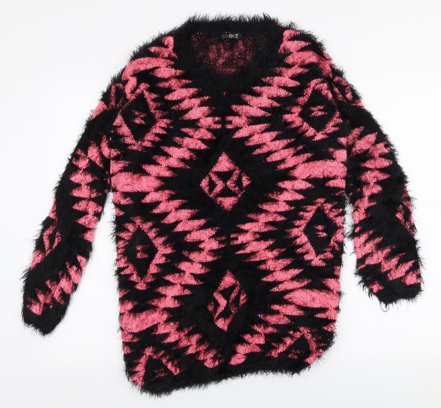 Quiz Womens Multicoloured V-Neck Geometric Polyester Pullover Jumper Size S