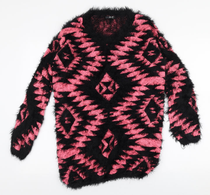 Quiz Womens Multicoloured V-Neck Geometric Polyester Pullover Jumper Size S