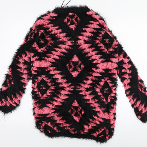 Quiz Womens Multicoloured V-Neck Geometric Polyester Pullover Jumper Size S