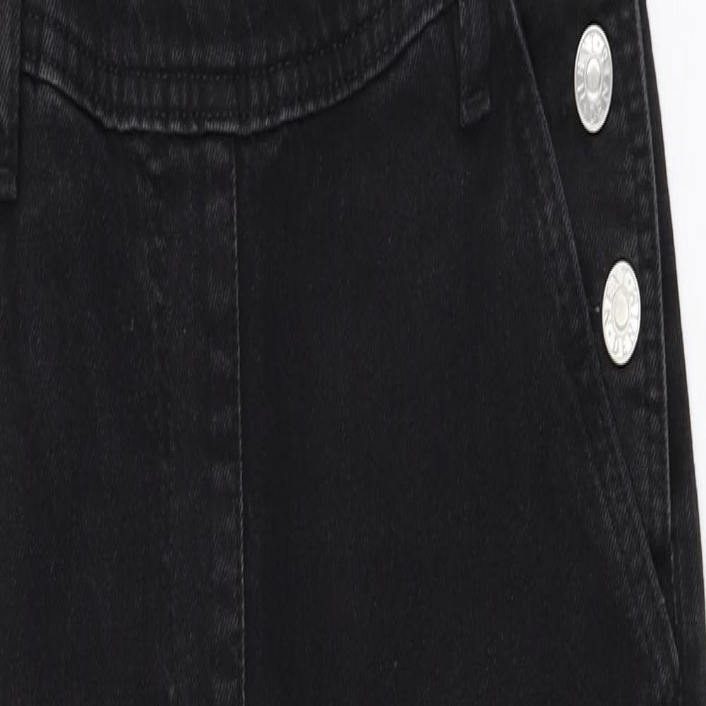 NEXT Womens Black  100% Cotton Dungaree One-Piece Size 6 L29 in Button