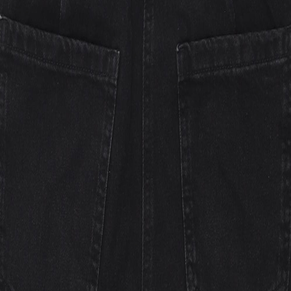 NEXT Womens Black  100% Cotton Dungaree One-Piece Size 6 L29 in Button