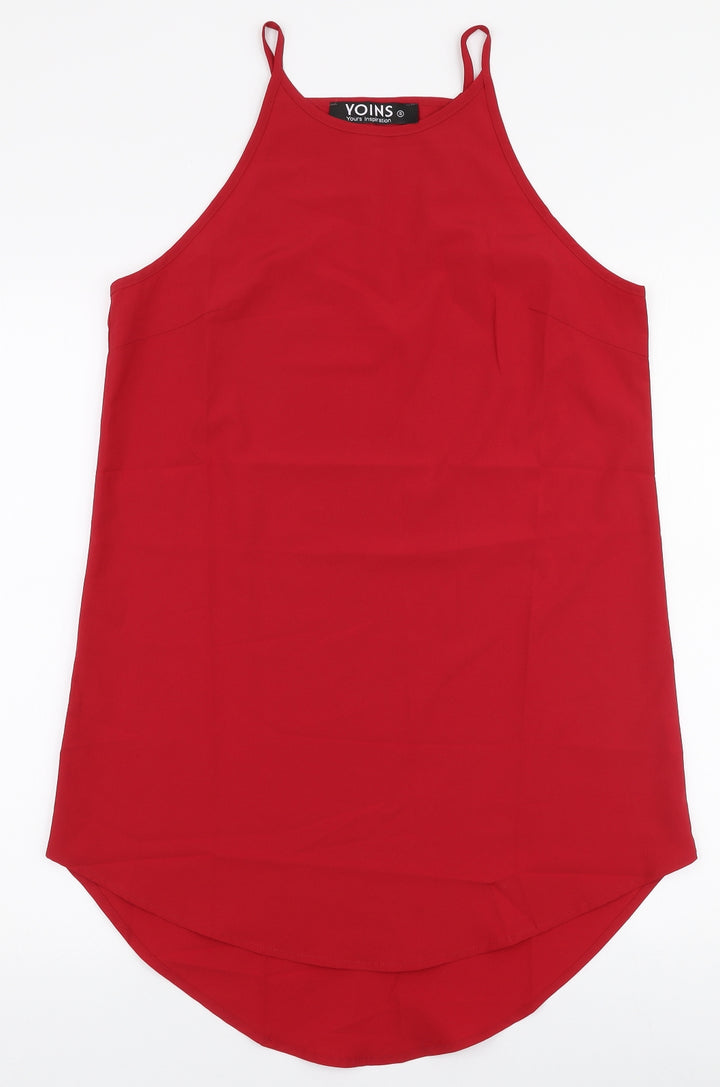 Yoins Womens Red  Polyester Camisole Blouse Size S Round Neck
