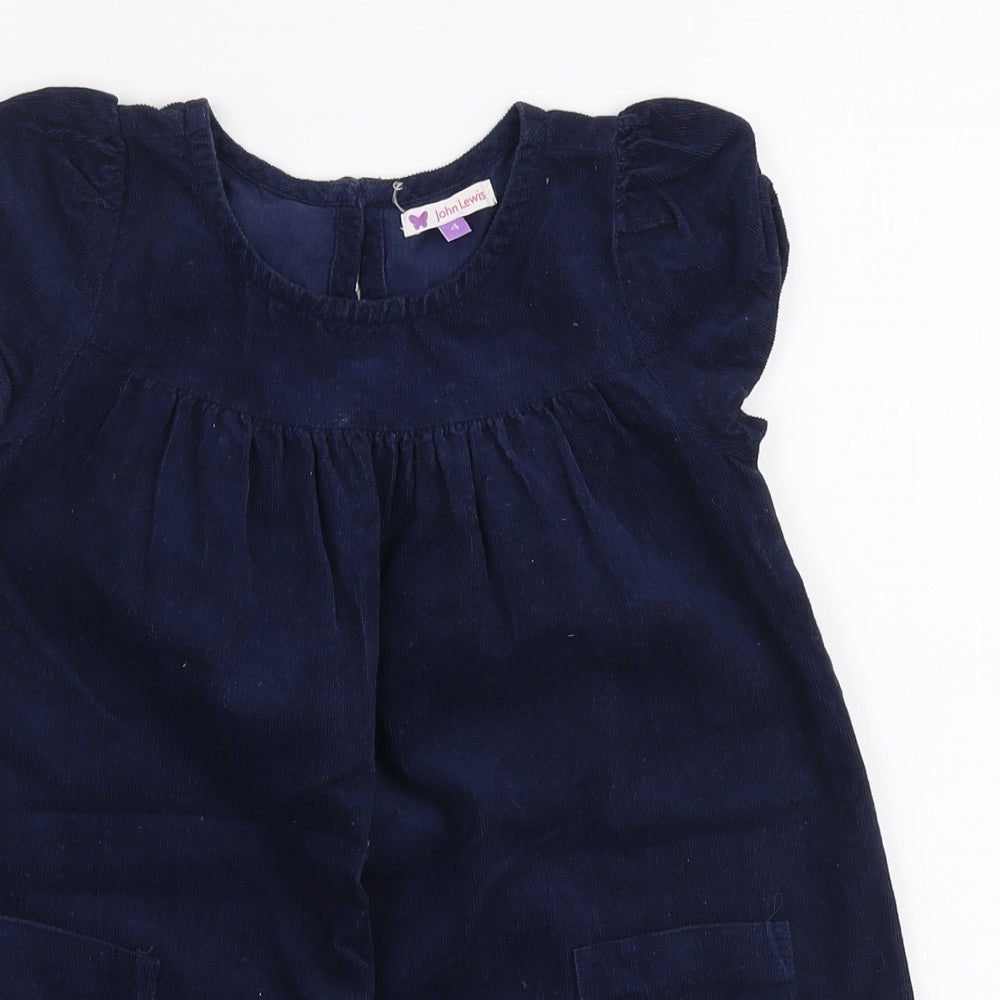 John Lewis Girls Blue  100% Cotton A-Line  Size 4 Years  Round Neck Pullover