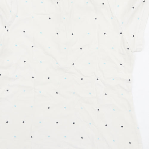 Marks and Spencer Womens White Polka Dot Polyester Basic Polo Size S Collared