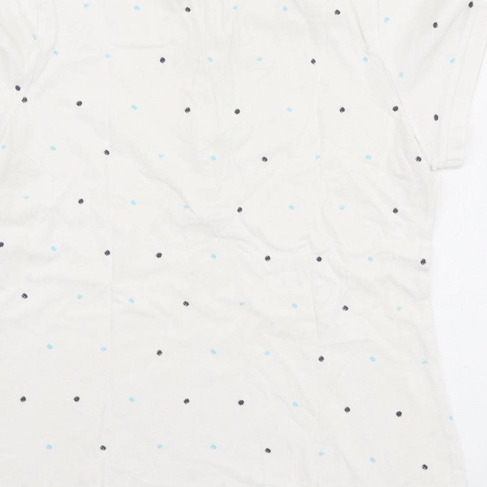 Marks and Spencer Womens White Polka Dot Polyester Basic Polo Size S Collared