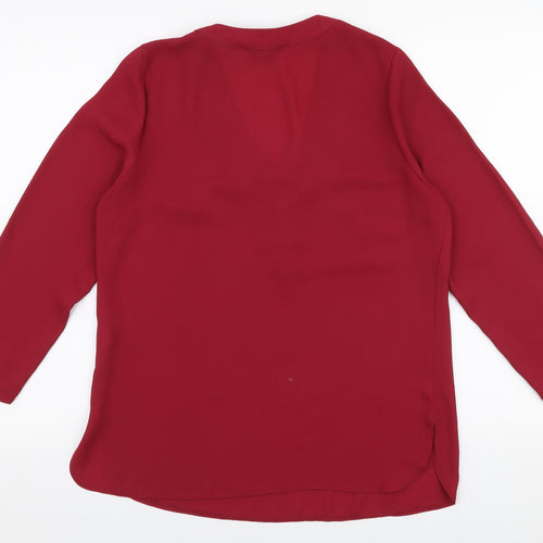Atmosphere Womens Red  Polyester Basic Blouse Size 10 V-Neck