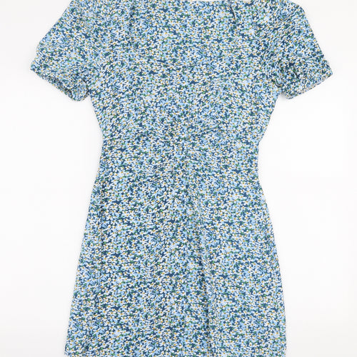 Brave Soul Womens Black Floral Polyester A-Line  Size S  Square Neck Button