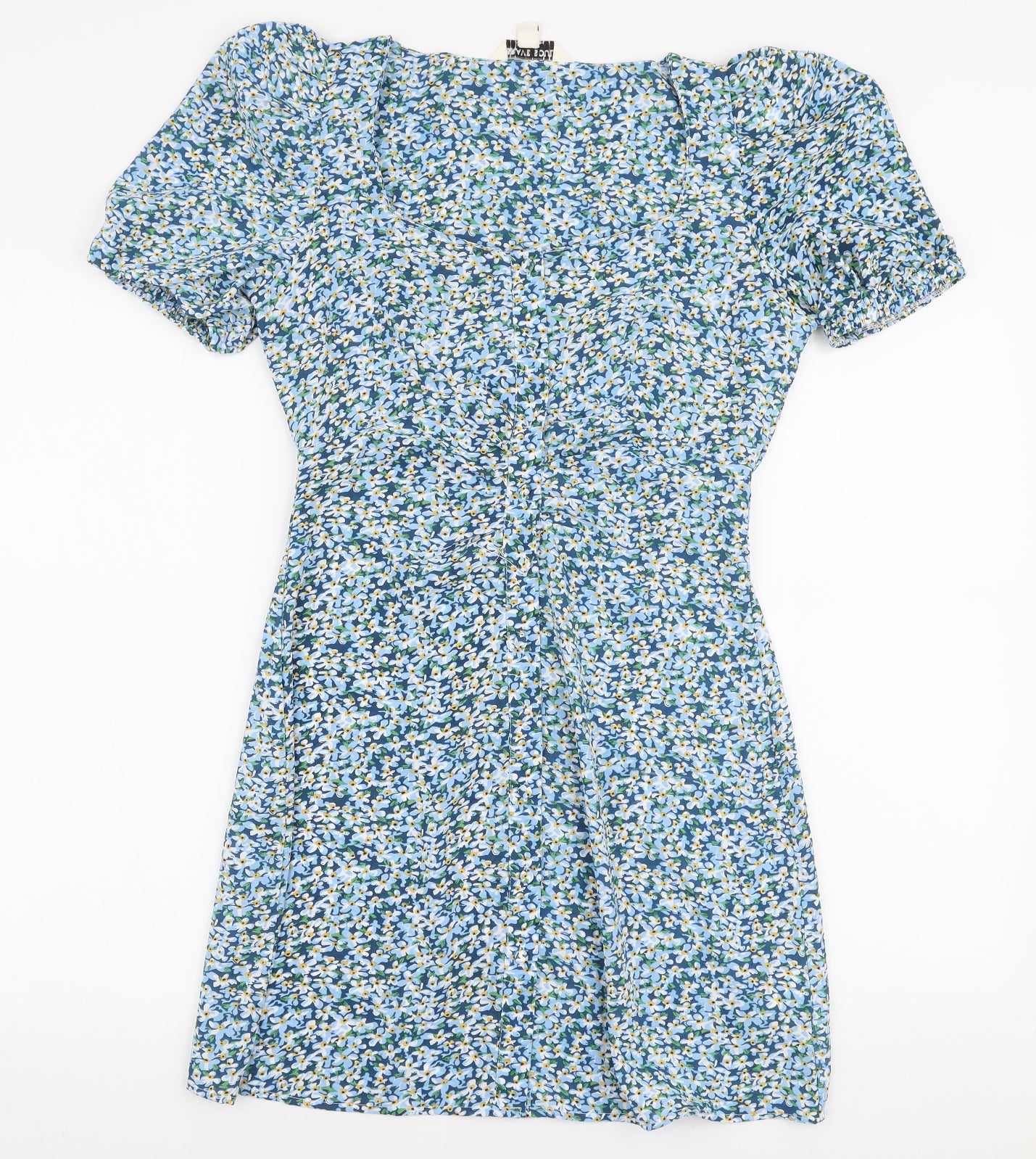 Brave Soul Womens Black Floral Polyester A-Line  Size S  Square Neck Button