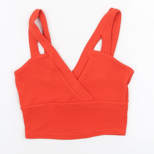 Miss Selfridge Womens Orange  Polyester Cropped Tank Size 4 V-Neck