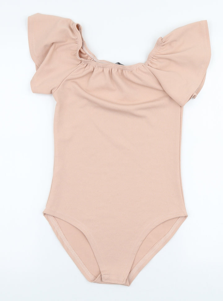 Exhibit Womens Pink  Polyester Bodysuit One-Piece Size 8  Snap