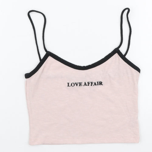 Topshop Womens Pink  Polyester Cropped Tank Size 6 Round Neck - Love affair