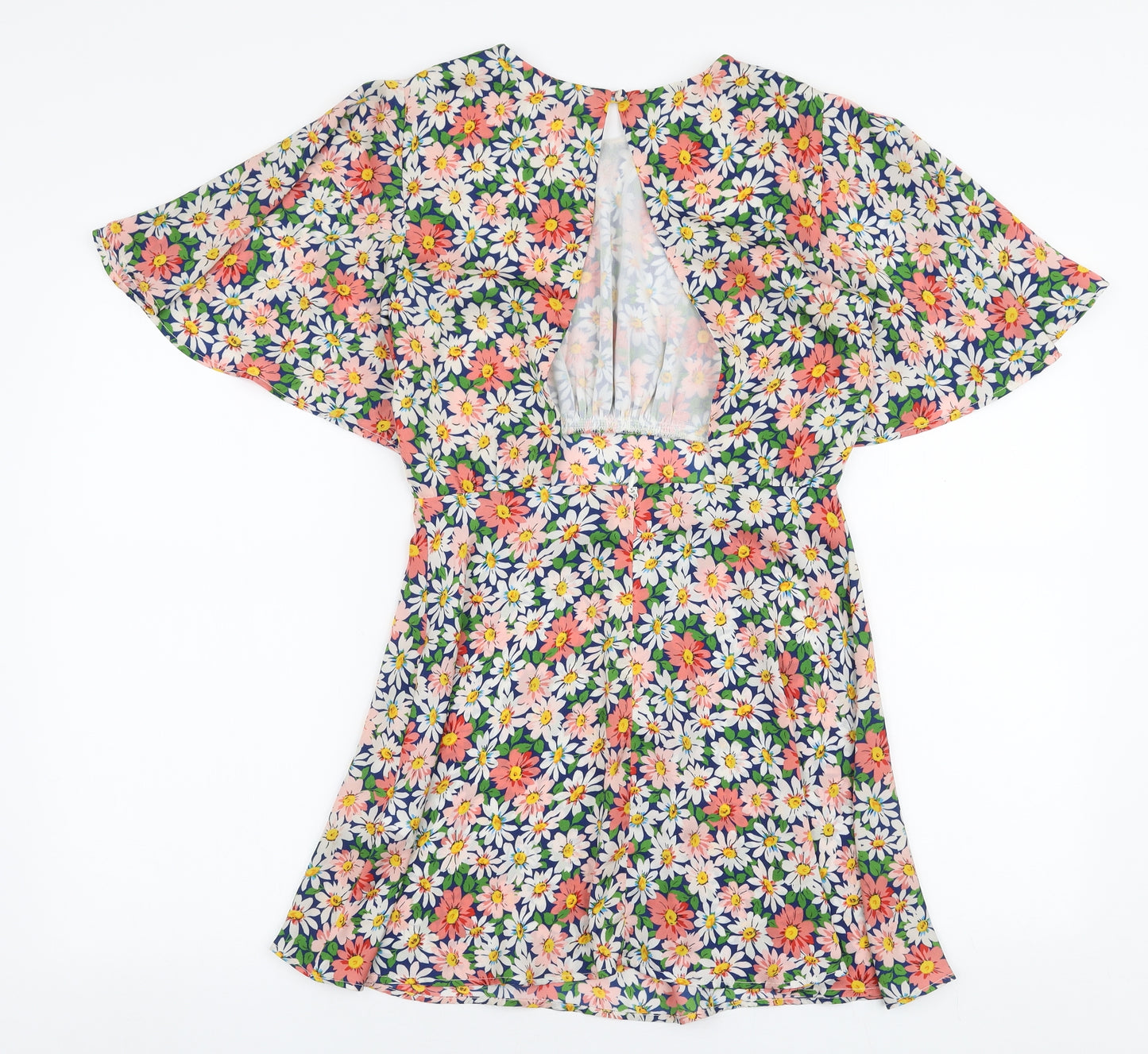 Topshop Womens Multicoloured Floral Polyester A-Line  Size 6  Round Neck Zip