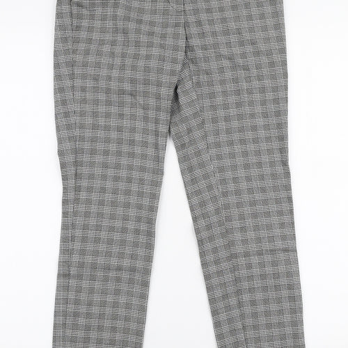 Warehouse Womens Grey Check Polyester Trousers  Size 6 L28 in Slim Zip