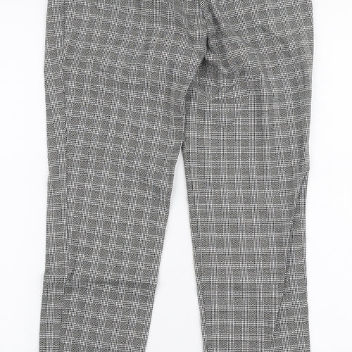 Warehouse Womens Grey Check Polyester Trousers  Size 6 L28 in Slim Zip