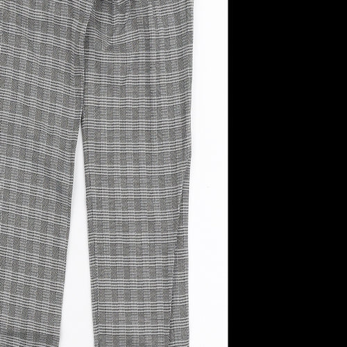 Warehouse Womens Grey Check Polyester Trousers  Size 6 L28 in Slim Zip