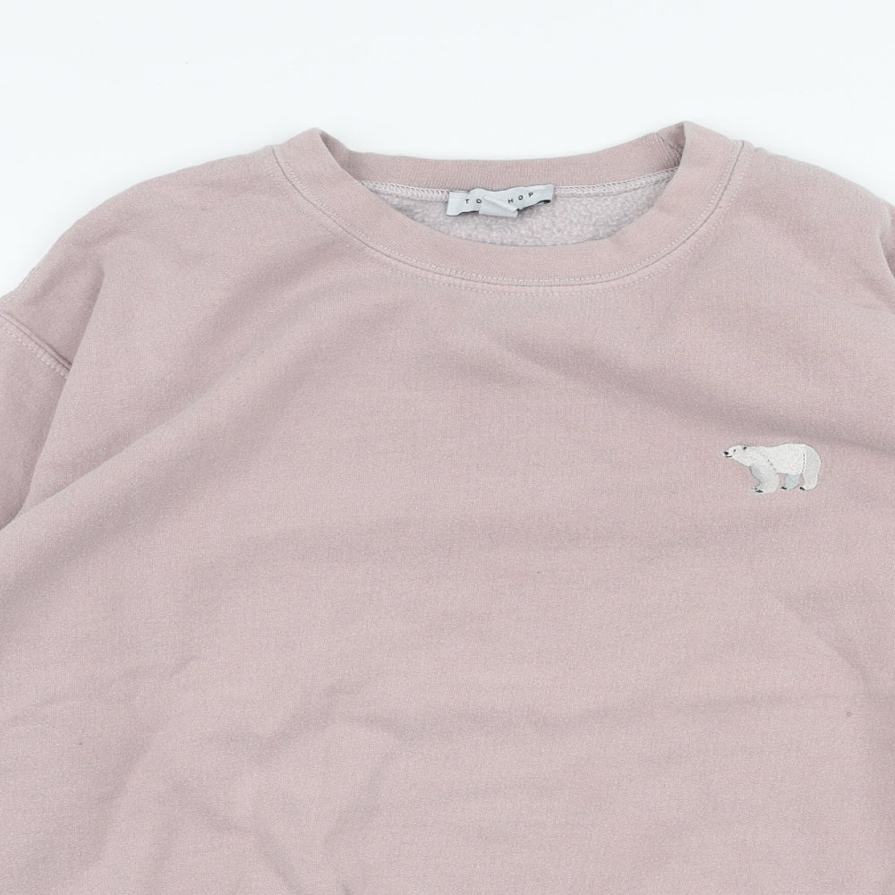 Topshop Womens Pink  Polyester Pullover Sweatshirt Size S  Pullover