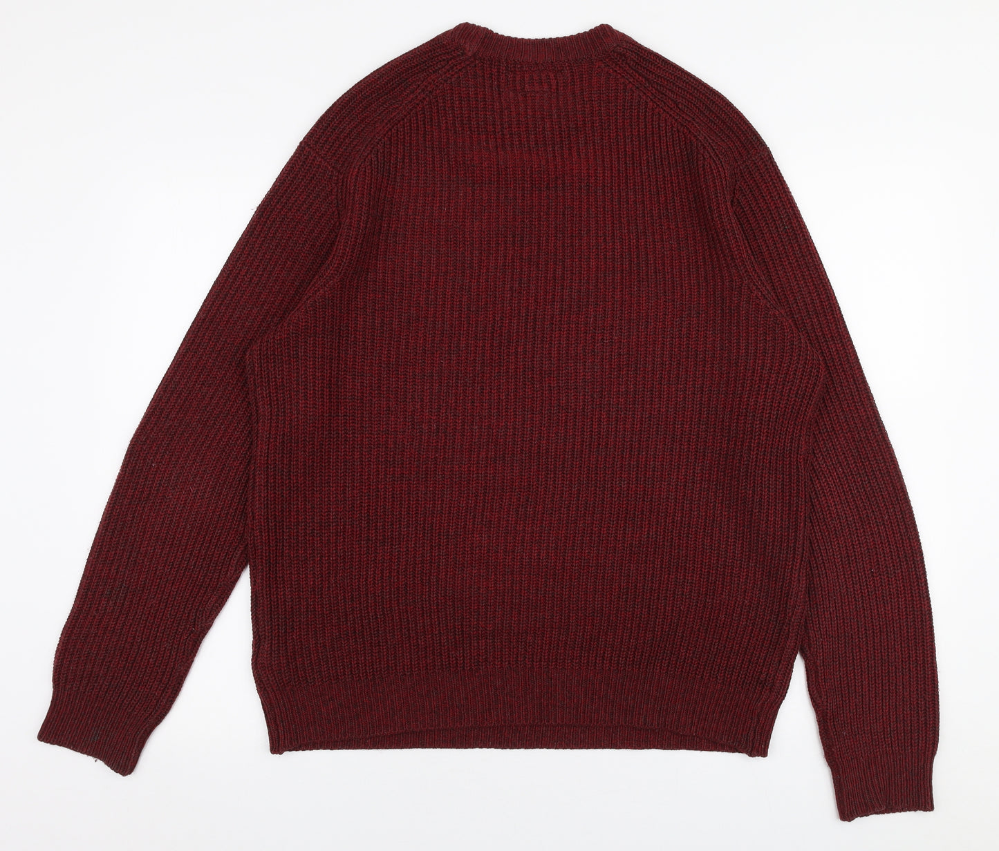 F&F Mens Red Round Neck  Acrylic Pullover Jumper Size L