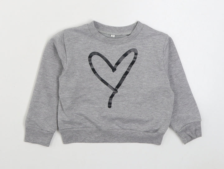 Preworn Girls Grey Cotton Pullover Sweatshirt Size 2 Years Pullover