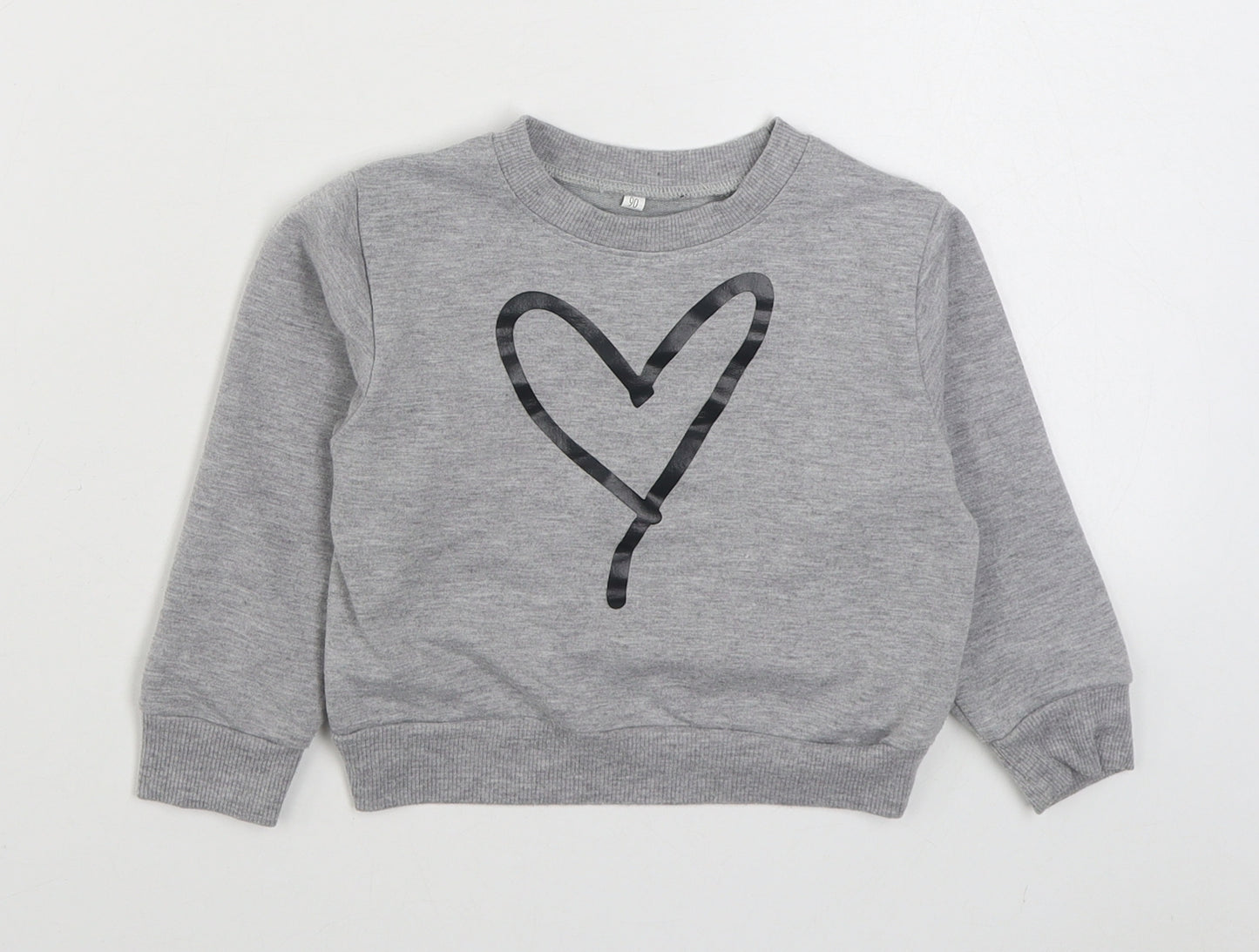 Preworn Girls Grey  Cotton Pullover Sweatshirt Size 2 Years  Pullover