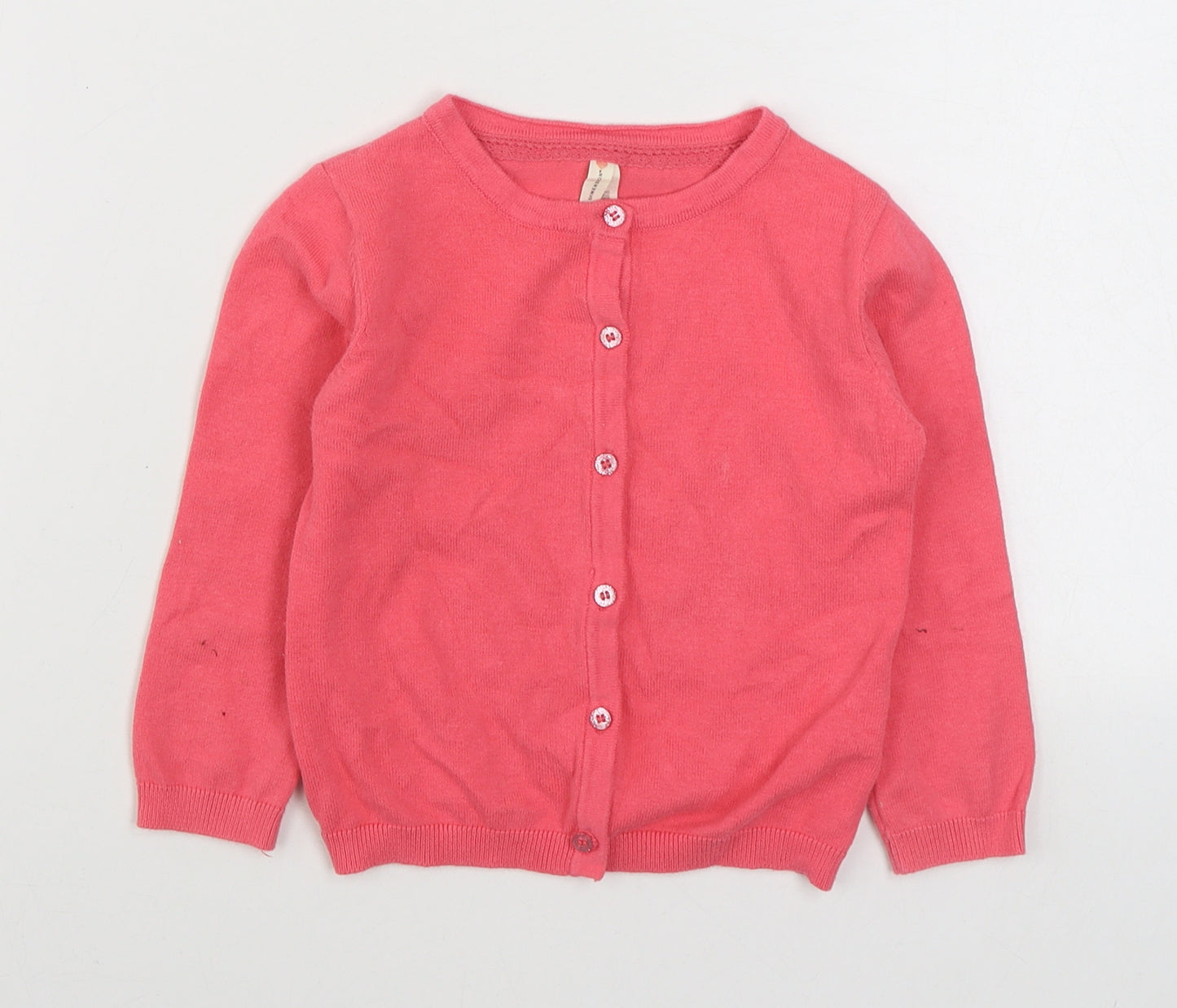 Young Dimension Girls Pink Round Neck  Nylon Cardigan Jumper Size 3-4 Years  Button