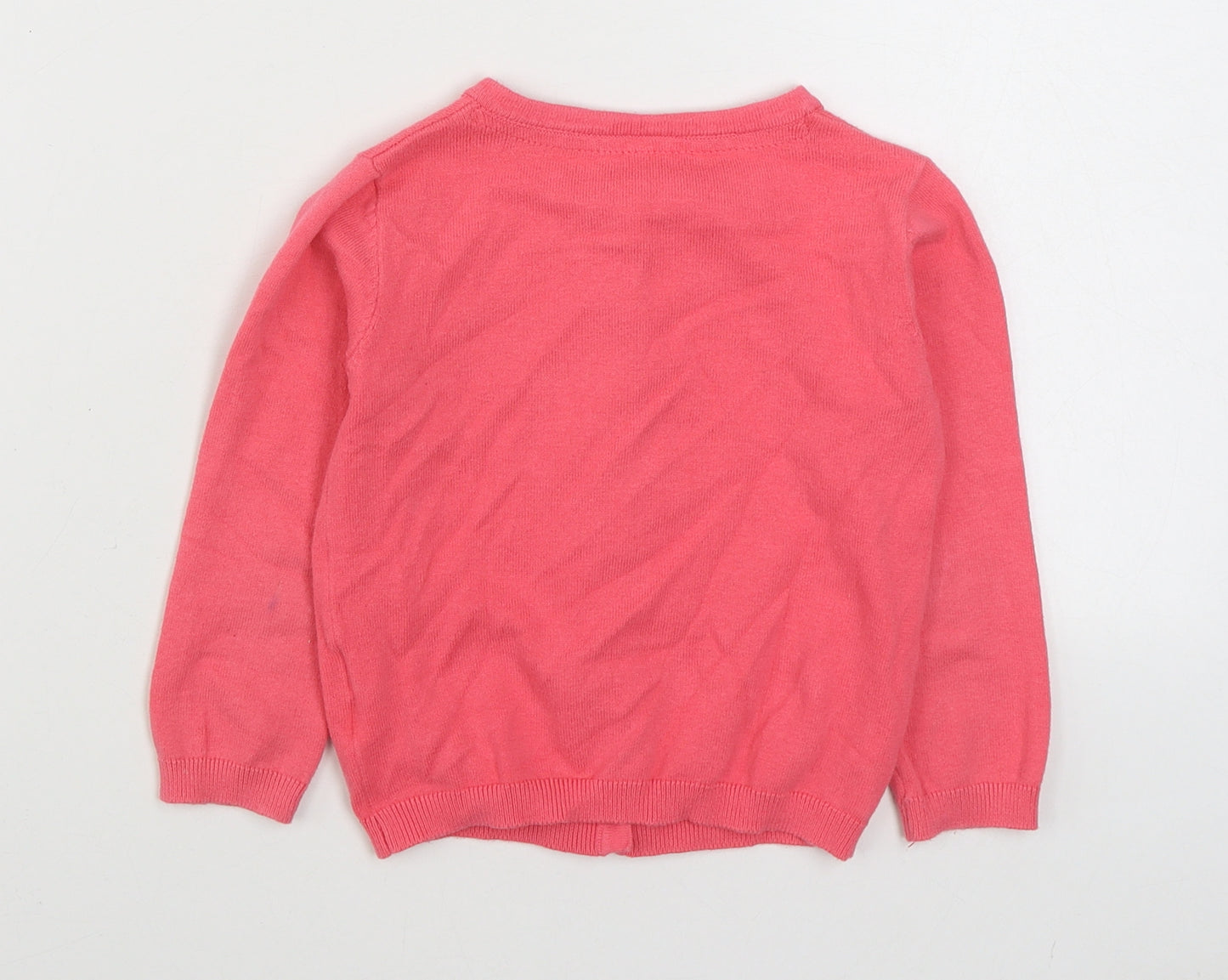 Young Dimension Girls Pink Round Neck  Nylon Cardigan Jumper Size 3-4 Years  Button