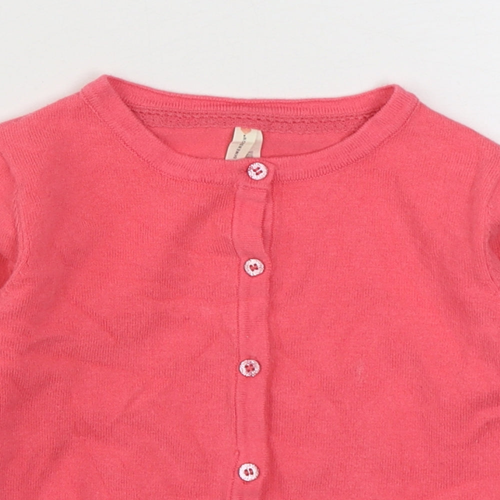 Young Dimension Girls Pink Round Neck  Nylon Cardigan Jumper Size 3-4 Years  Button