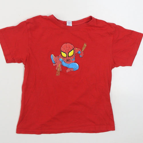 JHK Boys Red  100% Cotton Basic T-Shirt Size 7-8 Years Round Neck Pullover - Spider-Man