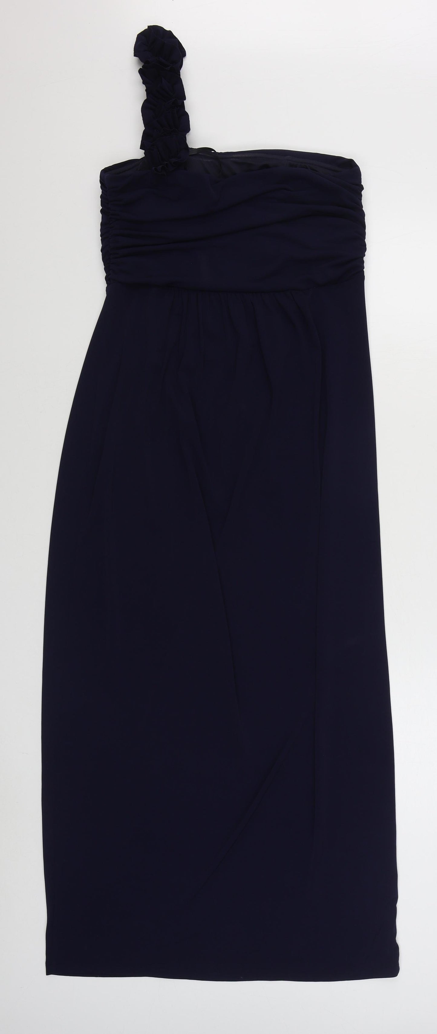 Valerie Bertinelli Womens Blue  Polyester Maxi  Size 10  Off the Shoulder Zip