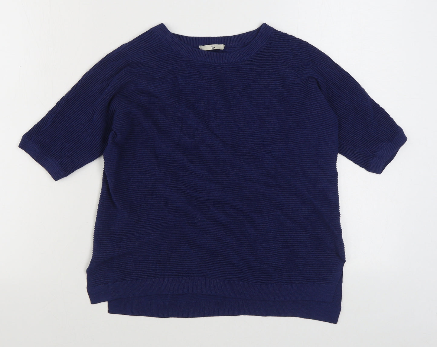 TU Womens Black Round Neck  Viscose Pullover Jumper Size 10