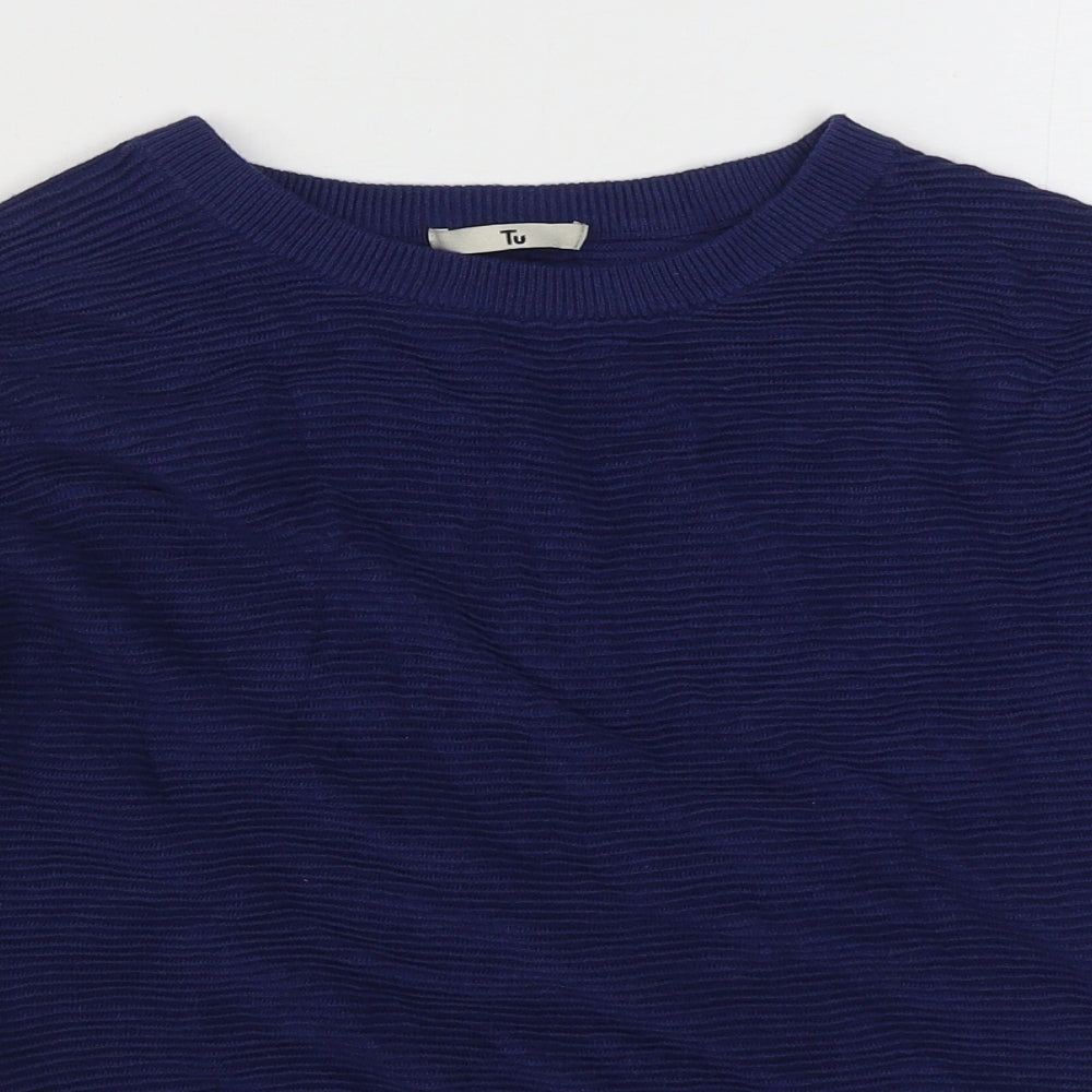 TU Womens Black Round Neck  Viscose Pullover Jumper Size 10