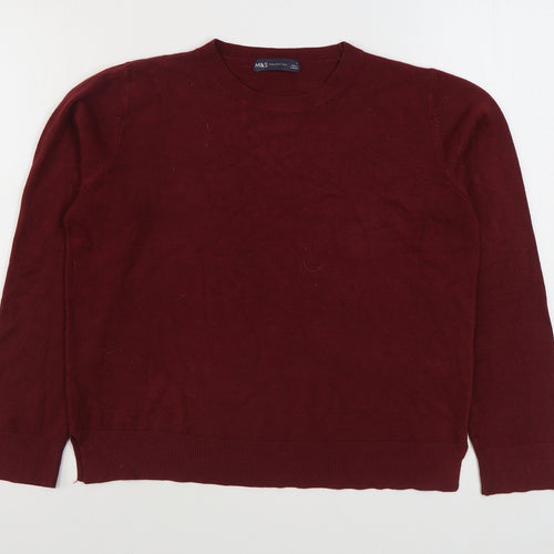 Marks and Spencer Womens Red Round Neck  Acrylic Pullover Jumper Size 14