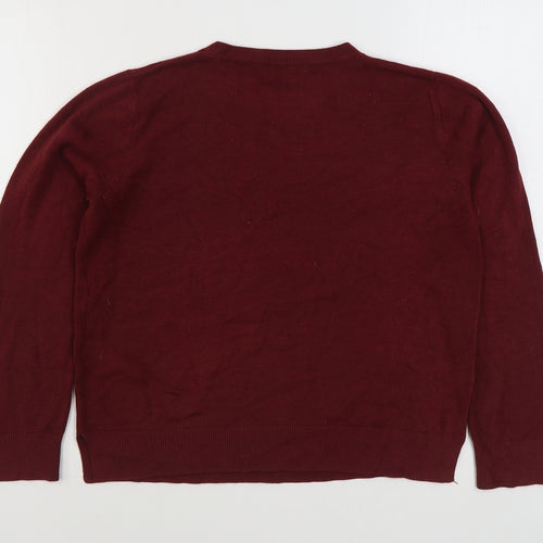 Marks and Spencer Womens Red Round Neck  Acrylic Pullover Jumper Size 14