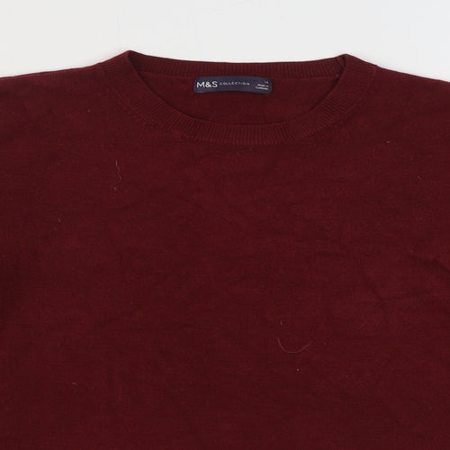 Marks and Spencer Womens Red Round Neck  Acrylic Pullover Jumper Size 14