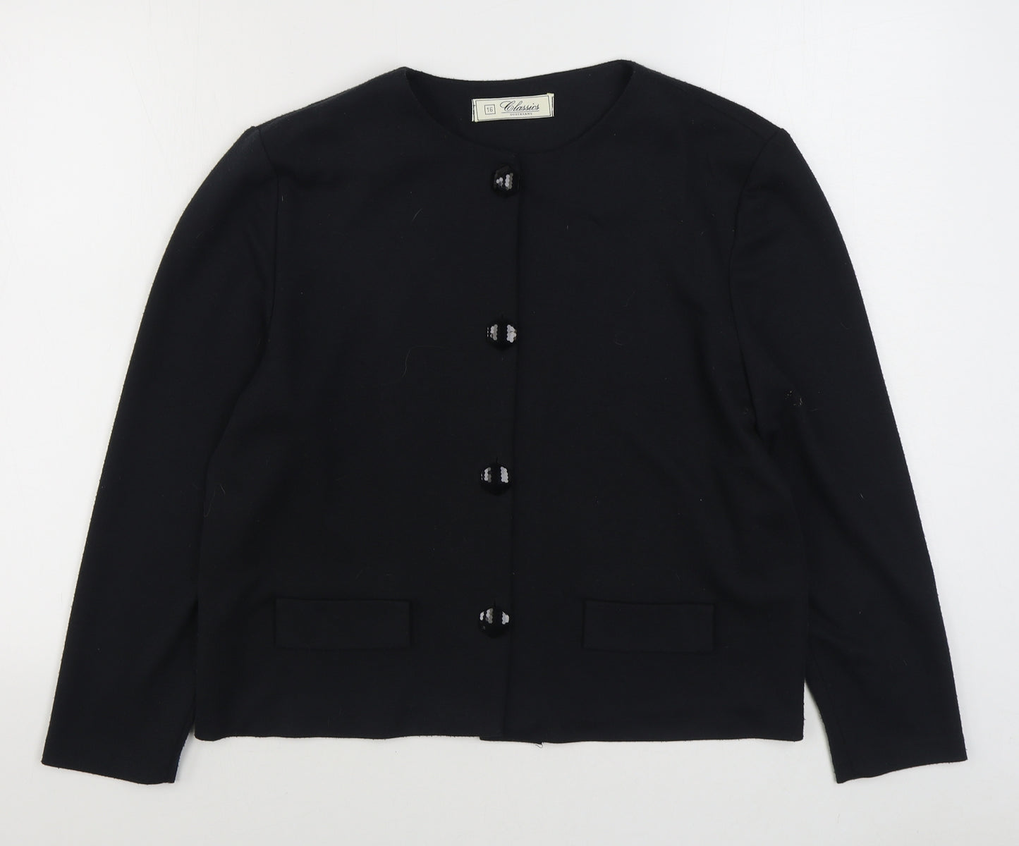 Debenhams Womens Black Round Neck  Polyester Cardigan Jumper Size 16