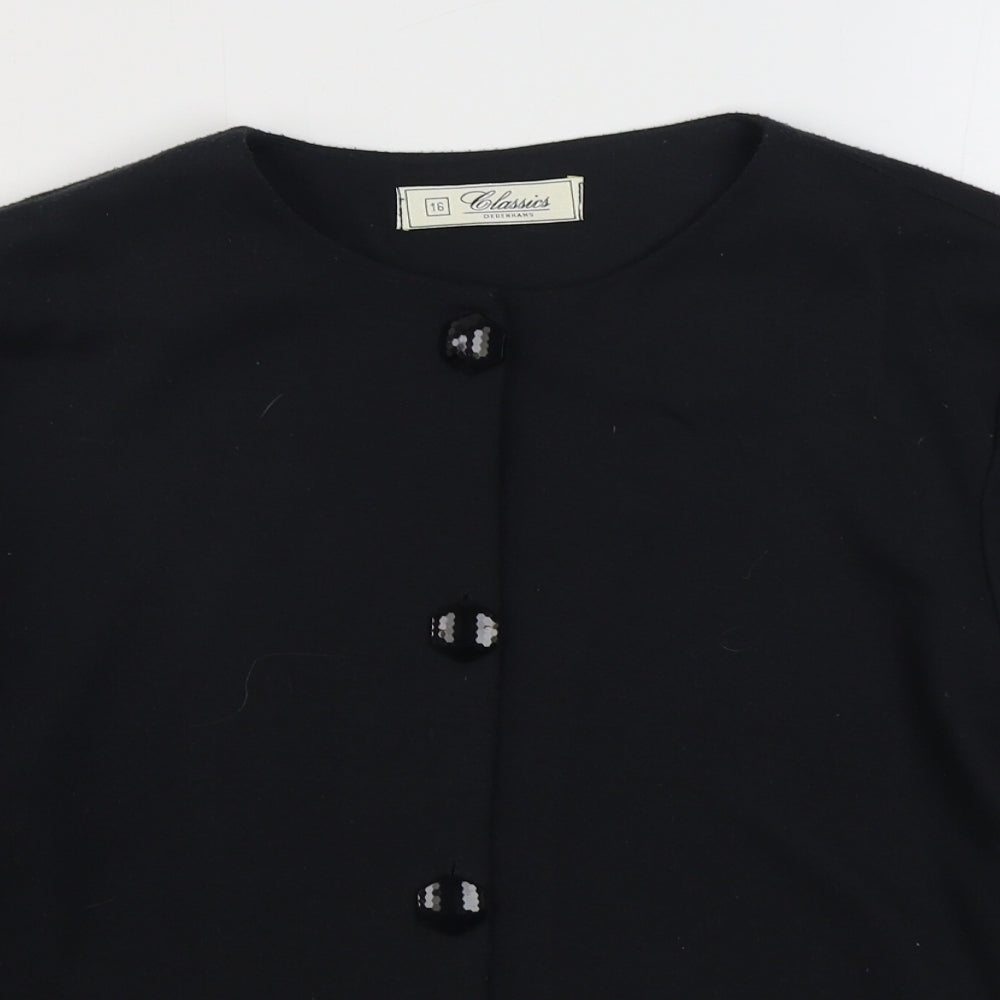 Debenhams Womens Black Round Neck  Polyester Cardigan Jumper Size 16