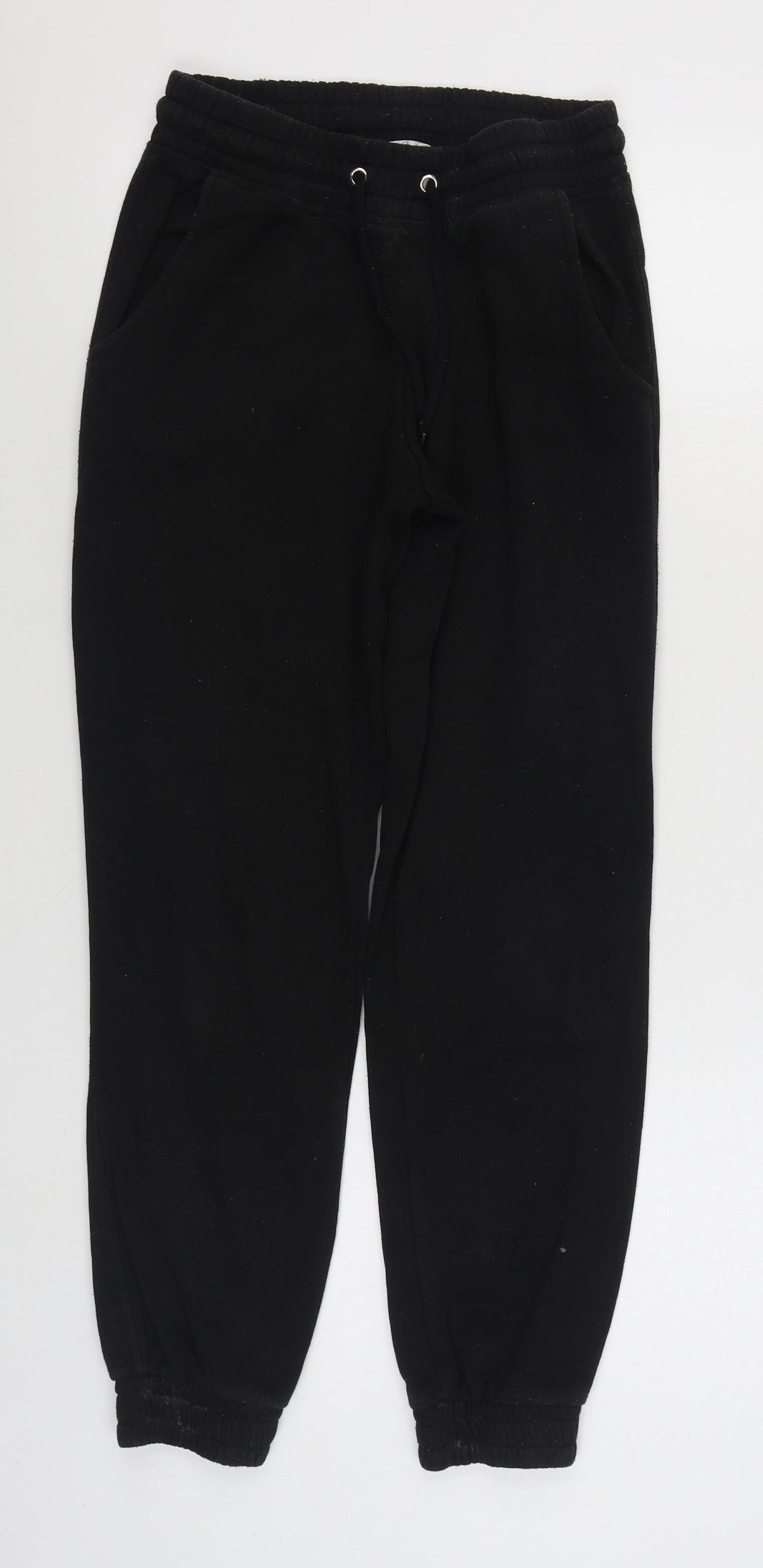 Primark Mens Black  Cotton Jogger Trousers Size 2XS L28 in Regular Tie