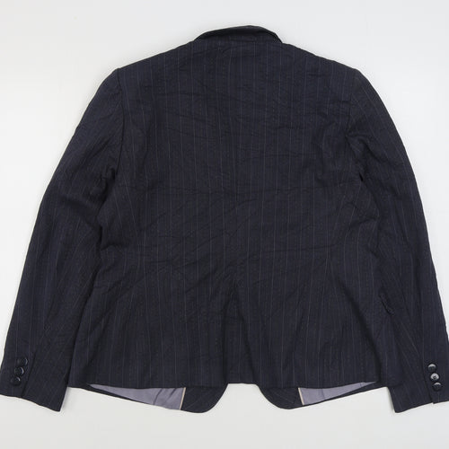 AMARANTO Womens Blue Striped  Jacket Blazer Size 18  Button