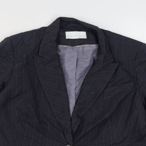 AMARANTO Womens Blue Striped  Jacket Blazer Size 18  Button