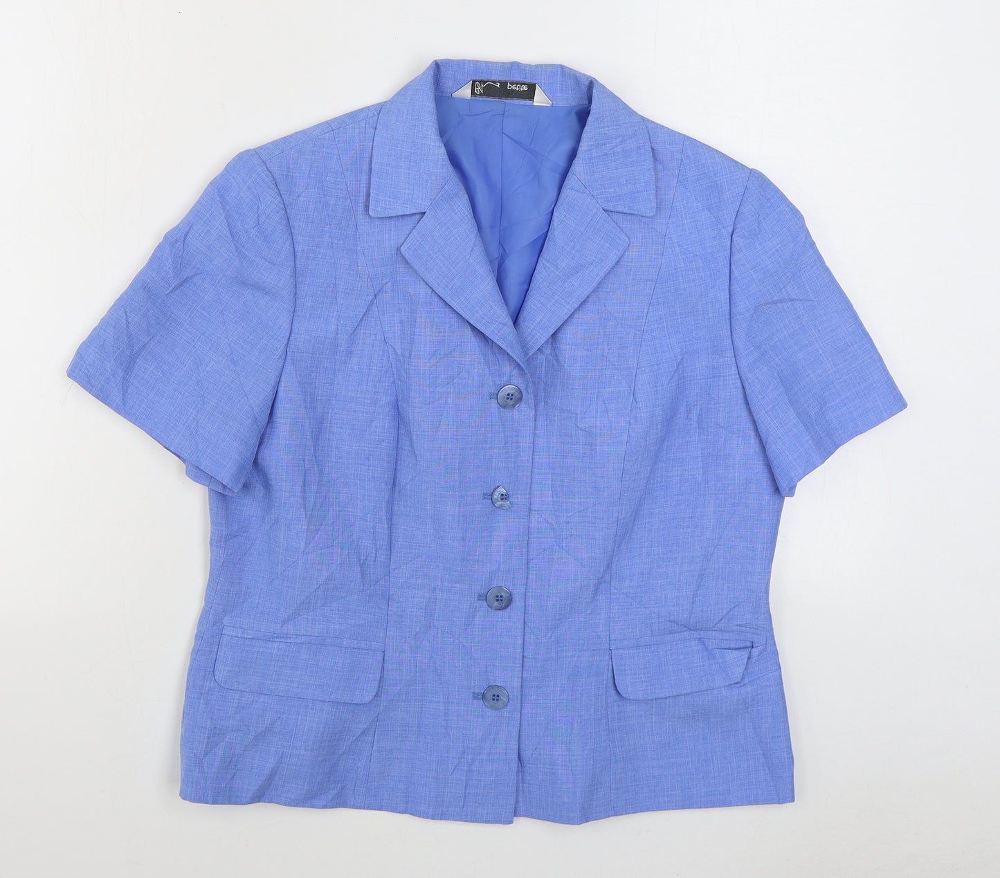 BHS Womens Blue  Polyester Basic Button-Up Size 14 Collared