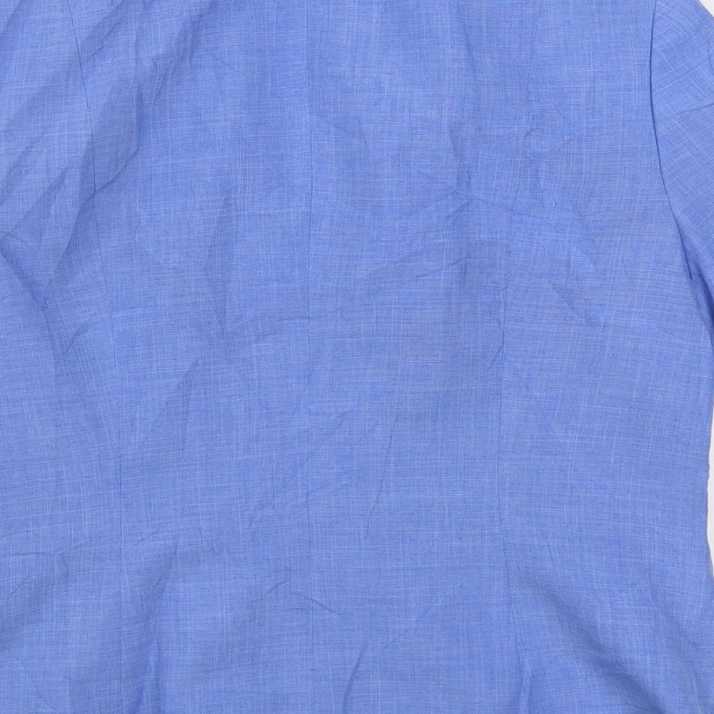 BHS Womens Blue  Polyester Basic Button-Up Size 14 Collared